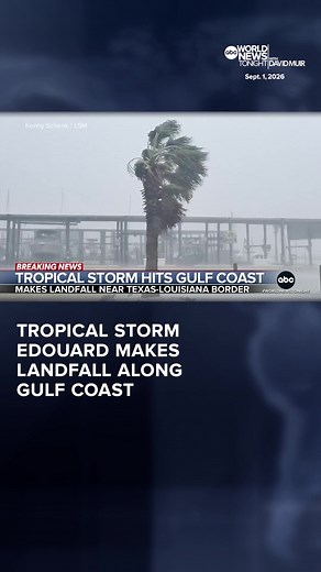 Tropical Storm Edouard has made landfall along the Gulf Coast, with heavy rain and wind gusts up to 60 mph. Severe thunderstorms across much of the Northeast - the system halting air travel – including in New York City where the U.S. Open faced several delays. Melissa Adan reports.