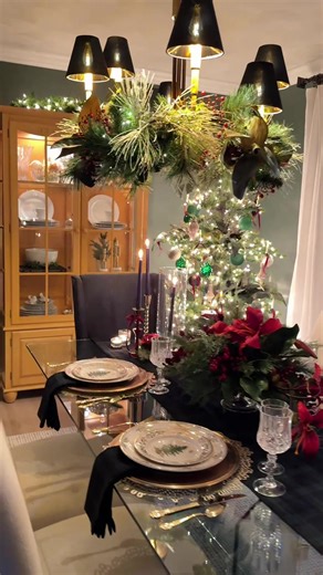 Formal Christmas dining table inspired by Ralph Lauren, with a little creative license taken as well. Would love to have you follow along for more Christmas decorating ideas. #ralphlaurenaesthetic #ralphlaurenchristmas #christmastree #christmasdecorations #christmastable
