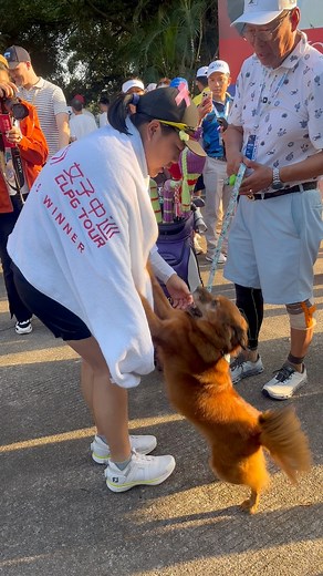 Ruixin Liu celebrating the win with her dog Simba 🐶🥰 #AramcoChinaChampionship | Ladies European Tour