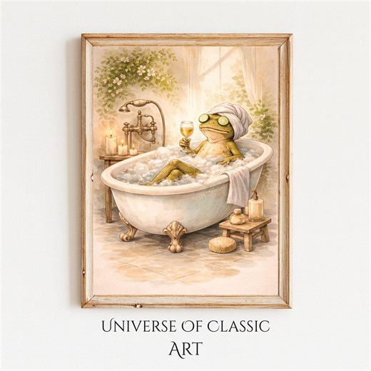 Funny Frog Spa Wall Art, Frog Bathtub Bathroom Decor, Relaxing Frog Print, Humorous Animal Artwork, Quirky Bathroom Art Gift - Etsy