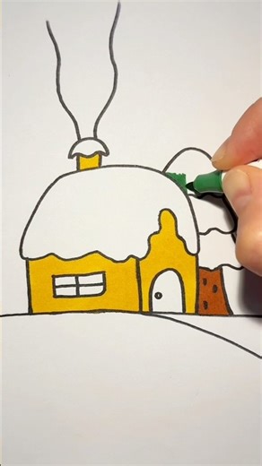 How to Draw a Winter House #drawing #shorts #kids