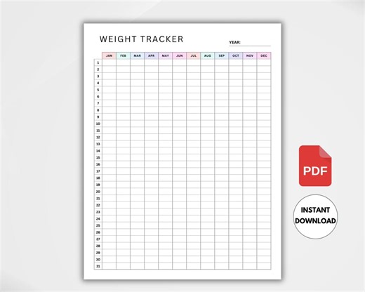 365 Day Weight Loss Tracker Printable, Daily Weight Journal, Weight Loss Tracker, Weight Log, Daily Fitness Tracker, Instant Download PDF - Etsy