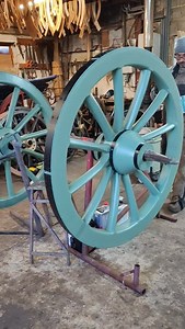 This week's works. French cannon wheels, Landau stripped for resto, ammo boxes, and Coster wheels. #restoration #wheelwright #heritagecrafts #fieldgun #artillery #cadet #wheels #carriage | Mike Rowland and Son Master Wheelwrights and Coachbuilders