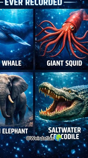 Biggest creatures recorded Giant Squid vs Saltwater Crocodile