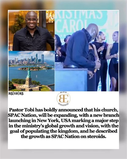 @blackxcellencee on Instagram: "Pastor Tobi has boldly announced that his church, SPAC Nation, will be expanding, with a new branch launching in New York, USA marking a major step in the ministry’s global growth and vision, with the goal of populating the kingdom, and he described the growth as SPAC Nation on steroids."