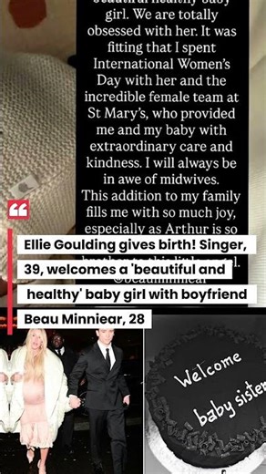Ellie Goulding gives birth! Singer, 39, welcomes a 'beautiful and healthy' baby girl with boyfriend