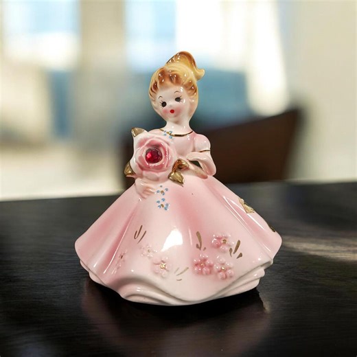 Vintage Josef Originals January Birthstone Doll Pink Dress Garnet Figurine Porcelain - Etsy