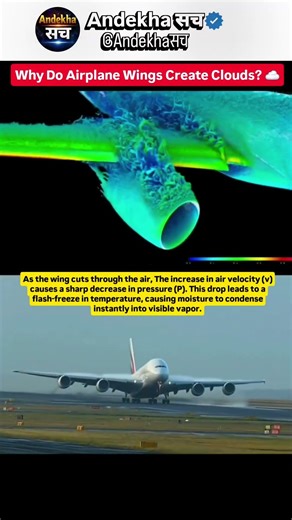 Why Do Airplane Wings Create Clouds? ☁️ #shorts #aeroplane #facts #bernoullisequation #viral #space