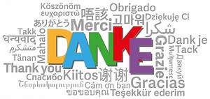 Danke Wortwolke in verschiedenen Sprachen