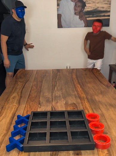 Masked Speed Tic Tac Toe! Dad vs Son ❌⭕ #games #tiktok