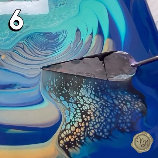 30 Days of Fluid Art Challenge Day 6: Ring Pour & Swipe (Acrylic Pouring Technique) Welcome to my November Fluid Art Challenge! Every single day this month, I’ll be demonstrating a different acrylic pouring technique, some I’ve done before, and some I’ve NEVER tried until now! That means a brand-new video every day for you to enjoy. Full video on my YouTube channel 👈 Canvas Size: 24 x 30 cm 🎨 Paint Colors Used Ara – Turquoise Metallic Liquitex – Bright Aqua Green Amsterdam – Turquoise Blue Ams