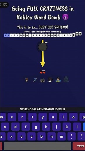 Using LONG WORDS in Roblox Word Bomb... again. 😈