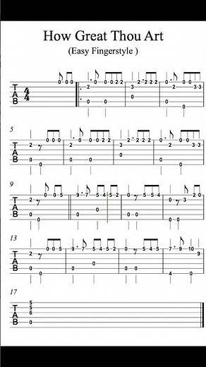 How Great Thou Art - Easy Fingerstyle guitar #shorts #guitartabs #fingerstyleguitar