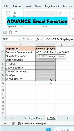 Excel COUNTIF Across Sheets – Count Data from Another Sheet