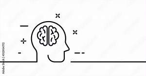 Head and brain. Thought, phylosophy, think, idea, creative, knowledge. Thinking concept. One line drawing animation. Motion design. Animated technology logo. Video 4K