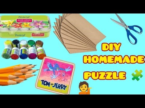 DIY Homemade Jigsaw Puzzle 🧩🧩 | #crafts #diy #art #puzzelgames game #kids #craftideas ‪@chitrawali‬