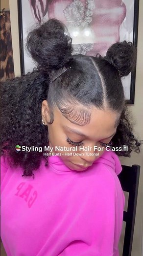 Styling My Natural Hair For Class (Half Buns Half Down Tutorial) | michelle faleese