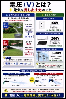 電圧・電流・ワット・ワットアワーを水でわかりやすく解説