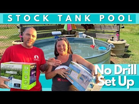 DIY Stock Tank Pool NO HOLE Set Up [DO NOT DRILL HOLES] FLowclear Waterfall & Intex Pool Skimmer