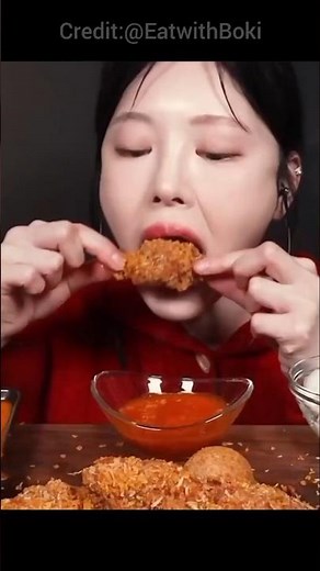 mukbang ayam goreng tepung krispi dengan saus pedas 158 #mukbang #asmr #yummy #eatingsounds #food