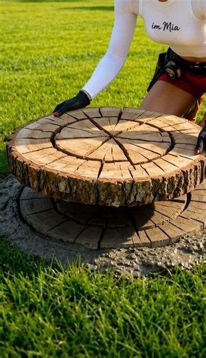 The DIY trick behind this wood-look garden path… 🪵✨🌿