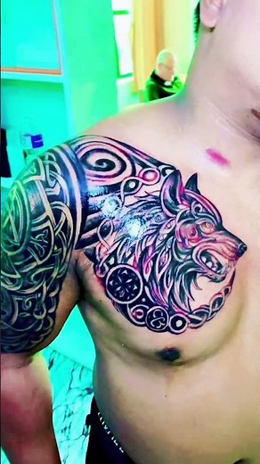Viking warriors wolf tattoo designs men arms and chest tattoo