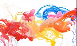 Abstract animation of colorful watercolors moving in opposite directions, with vibrant splashes and swirls
