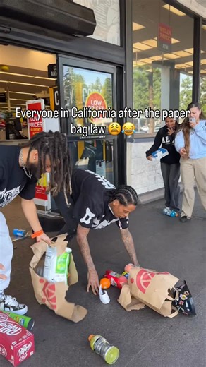 Young Sam on Instagram: "This is what forgetting your tote in California looks like #california #paperbag #viral"