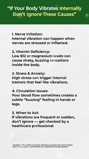 2.1K views | . . . “If Your Body Vibrates Internally Don’t Ignore These Causes” . . .#BodySignals #HealthAlert #WellnessTips #InternalTremors #HealthyLiving #ListenToYourBody #MedicalAwareness #HealthFacts #DailyWellness #USHealthTips #fbreelsvideo #uk #ukreels #trend #senior #trendingreelsvideo #tiktok | Senior Health Book | Facebook