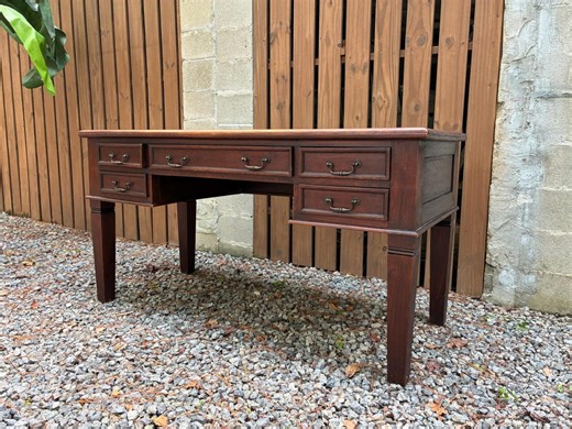 Vintage Solid Wood Writing Desk – Classic Office Desk With 5 Drawers – Rustic Traditional Executive Table – Antique Style Furniture - Etsy