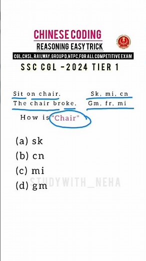 Chinese Coding Reasoning||tricks🎯💯#ytshorts #shortsfeed #governmentjobexam #railway #cgl