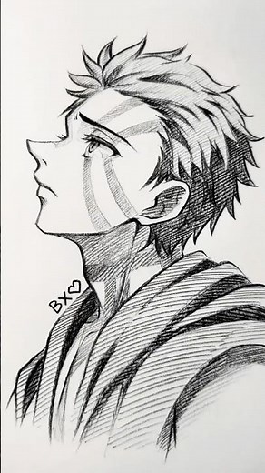 How to sketch anime boys step by step #drawsoeasyanime #drawing #anime #sketch #demonslayer