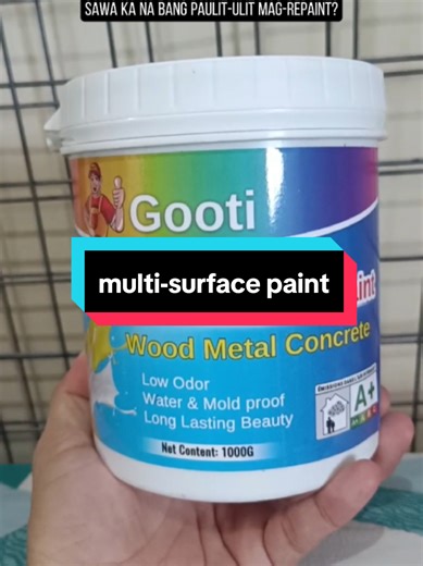 Ang Multi Surface Paint may anti-rust, anti-corrosion, at waterproof formula kaya pangmatagalan ang tibay! 💪 Pwede sa metal, wood, at concrete — isang pintura, maraming gamit! 🎨 #multisurfacepaint #antirustpaint #homerepair #homemakeover #homeowners