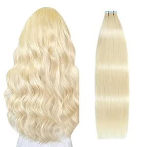 SUYYA Tape in Hair Extensions Human Hair Bleach Blonde 30 Inch 60g/pack 20pcs Straight Seamless Skin Weft Tape in Real Human Hair Extensions (30 inch #613 Bleach Blonde)