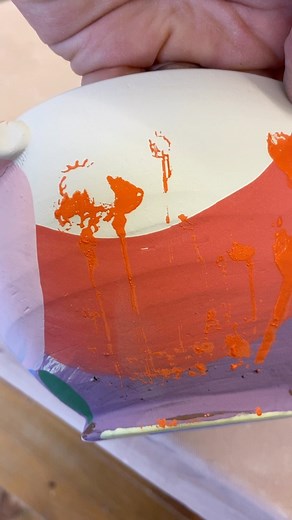 Experimenting with the EZ Screen and some moist orange underglaze. | Justin Rothshank Ceramics