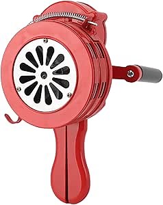Hand Crank Siren - Portable Air Raid Sirens, 110dB Emergency Siren, Hand Held Tornado Siren, Emergency Safety Manual Siren (Red)