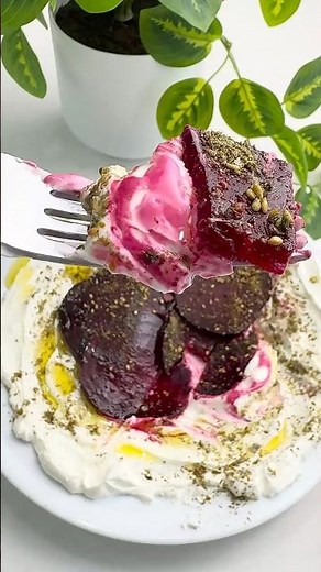ASMR Roasted Beet Salad with Labneh and Za'atar