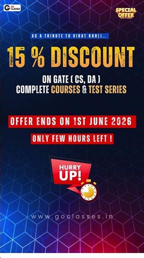 15% OFF on All GATE Courses & Test Series | Ends Tonight | Use Code VIRAT15 | Enroll Now #gate2027