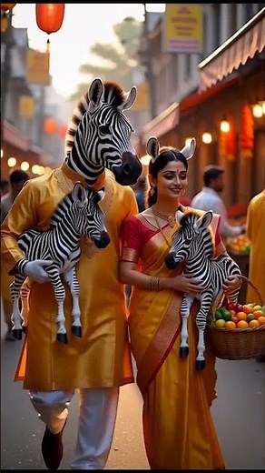 🦓 Anthropomorphic Zebra Family in a Colorful Market Festive Animation Video #Zebra #Zebra Family