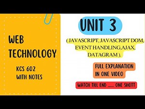 Web Technology AKTU UNIT 3 With Notes | B. Tech 3rd Year KCS 602| Fully Explained | Study4sub