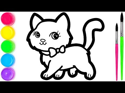 Cara Menggambar Dan Mewarnai Kucing Lucu Warna Warni Untuk Anak-anak