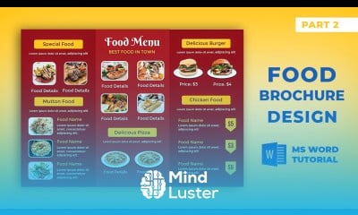 Mind Luster - Learn Food menu Brochure Design in MS Word How to make Restaurant Menu Card Design in MS Word