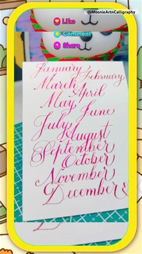 Months of the Year in Copperplate Calligraphy ✨ | Metallic Watercolour | #art #shorts #ytshorts