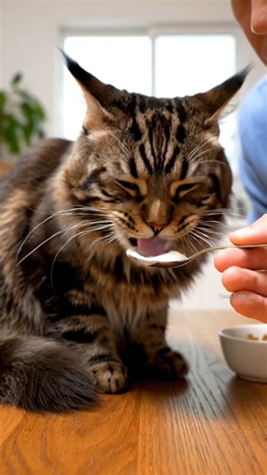 Cat Eating Yogurt video 🍥 #catsfunnyvideos #catshorts #catsofyoutube #pets #catsfun #animals #cute