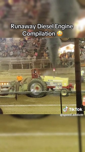 When Diesel Engines Runaway😳 #cartok #diesel #trucks #tractorpulling #fyp