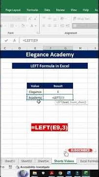 How to use LEFT Formula in Excel🔥 #excel #msexcel #eleganceacademy #excelformula #leftformula
