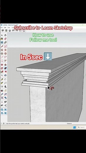 SketchUp Tutorial – Creating Wall Cornice Profiles Easily - Using Follow Me Tool
