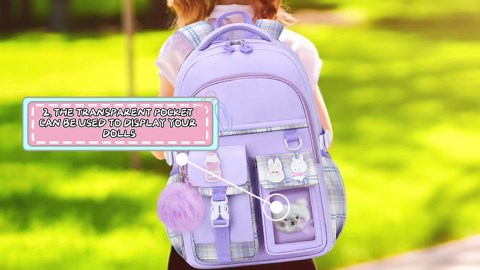 School Backpack for Girls - 5PCS Girls Backpack with Lunch Box Set for Elementary, Middle and High School Students - 18" Large Capacity School Bookbag with Multiple Pockets