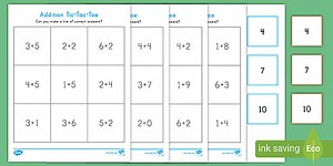 Addition Tic-Tac-Toe to 10 Game