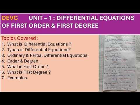 Differential Equations Unit 1 | First Order & First Degree Explained in Telugu | DEVC JNTUA